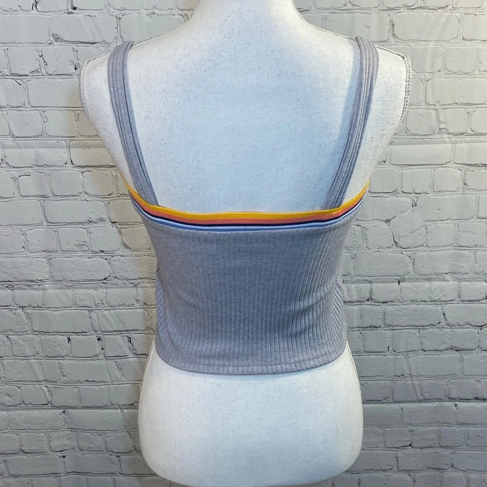 FOREVER 21 Cropped Gray Ribbed Tank Top-Large - Picture 2 of 2